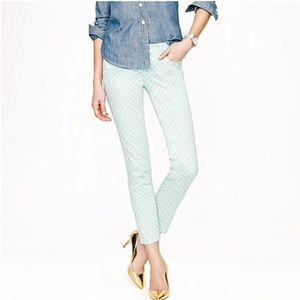 J. Crew CROPPED MATCHSTICK JEAN IN DOT SPEARMINT